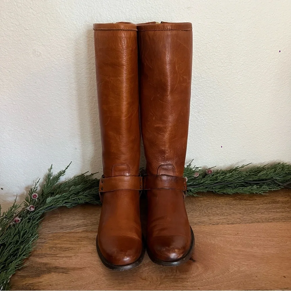 Frye Phillip Harness Boot- Cognac- Size 6.5 B